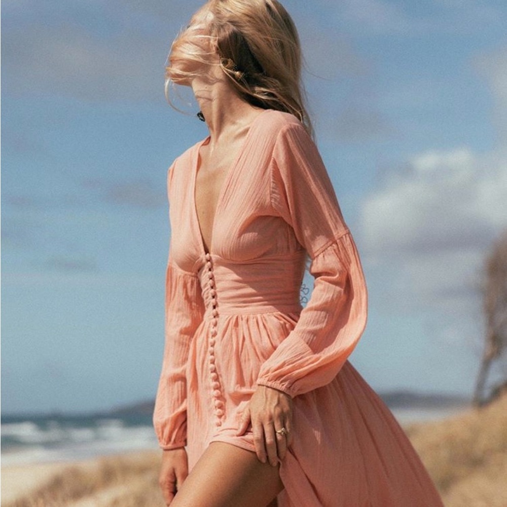 Savannah Morrow Elegant Pink Long Sleeve Dress